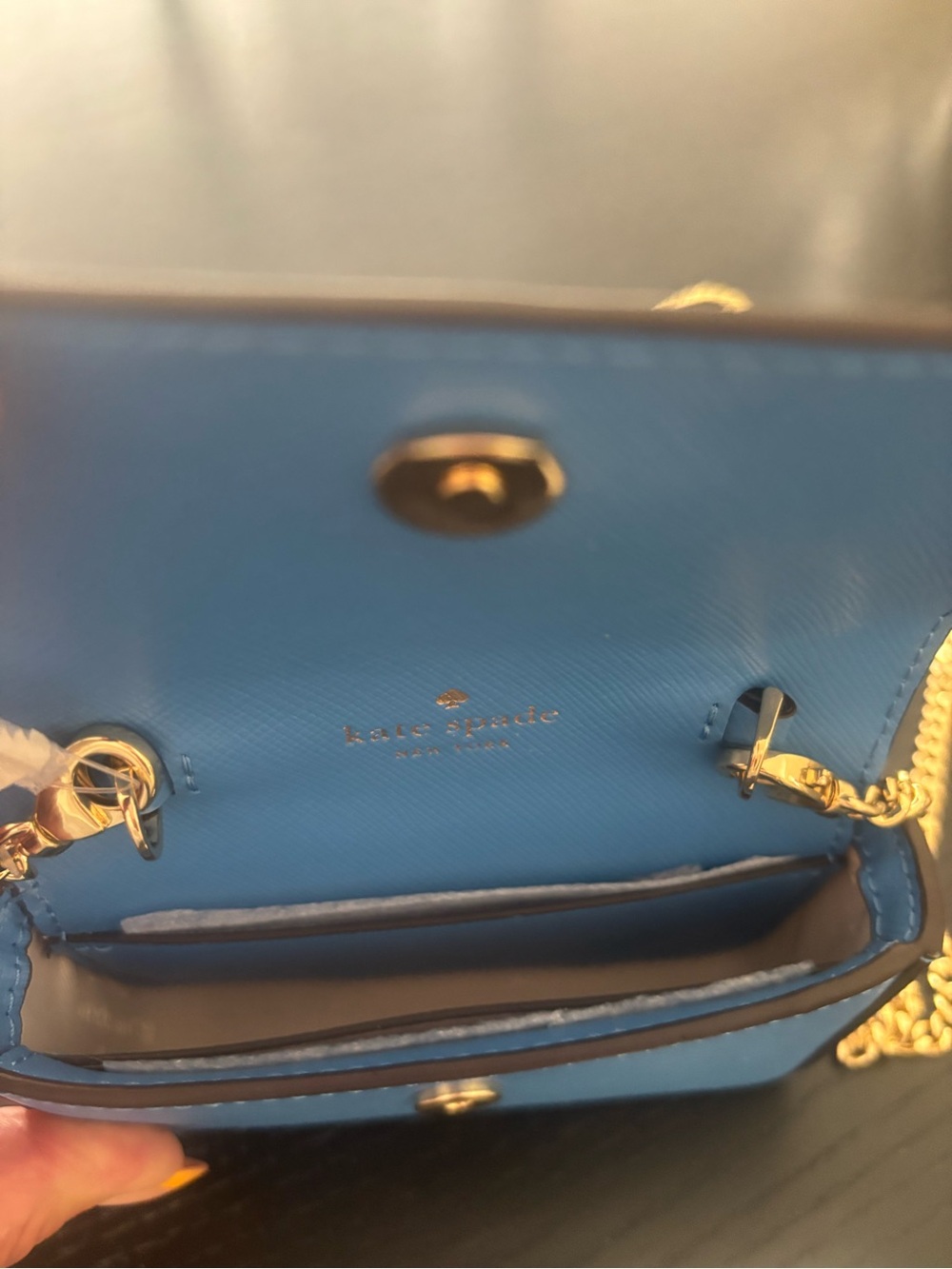 kate spade Blue Mini Crossbody with Gold Chain - Picture 6 of 15